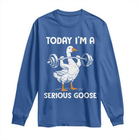 Funny Goose Weight Lifting Long Sleeve Shirt Today Im A Serious Goose Weightlifter Gym Workout - Wonder Print Shop