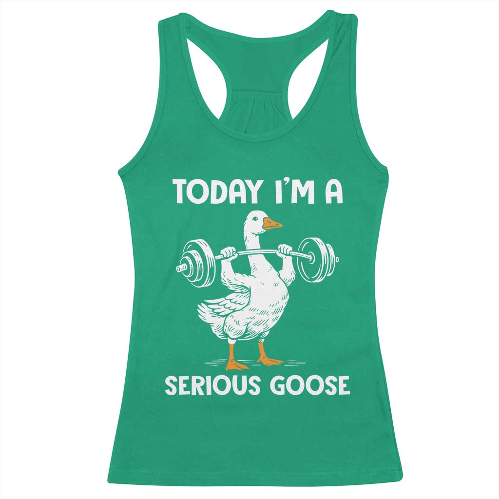 Funny Goose Weight Lifting Racerback Tank Top Today Im A Serious Goose Weightlifter Gym Workout - Wonder Print Shop