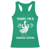 Funny Goose Weight Lifting Racerback Tank Top Today Im A Serious Goose Weightlifter Gym Workout - Wonder Print Shop