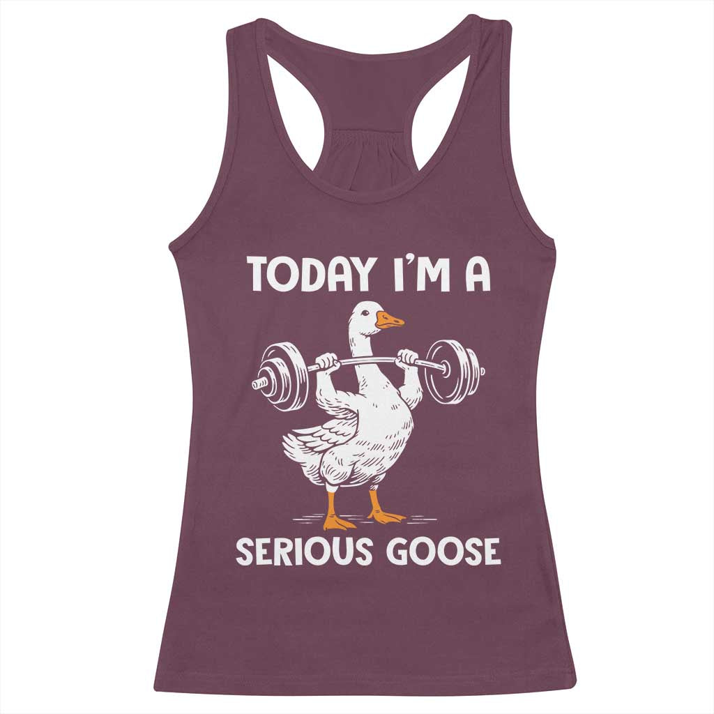 Funny Goose Weight Lifting Racerback Tank Top Today Im A Serious Goose Weightlifter Gym Workout - Wonder Print Shop