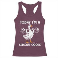 Funny Goose Weight Lifting Racerback Tank Top Today Im A Serious Goose Weightlifter Gym Workout - Wonder Print Shop