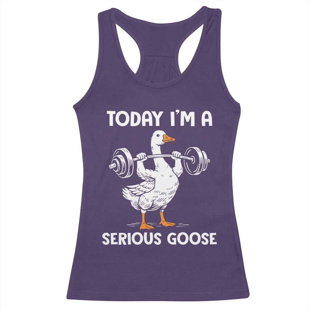 Funny Goose Weight Lifting Racerback Tank Top Today Im A Serious Goose Weightlifter Gym Workout - Wonder Print Shop