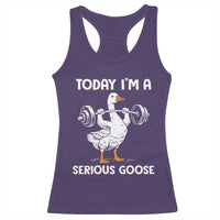 Funny Goose Weight Lifting Racerback Tank Top Today Im A Serious Goose Weightlifter Gym Workout - Wonder Print Shop