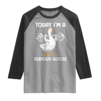 Funny Goose Weight Lifting Raglan Shirt Today Im A Serious Goose Weightlifter Gym Workout - Wonder Print Shop