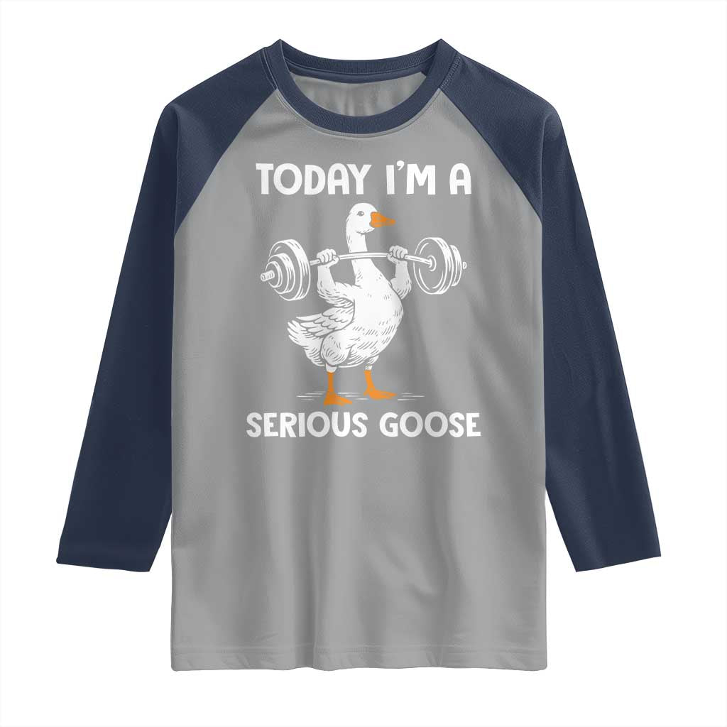 Funny Goose Weight Lifting Raglan Shirt Today Im A Serious Goose Weightlifter Gym Workout - Wonder Print Shop