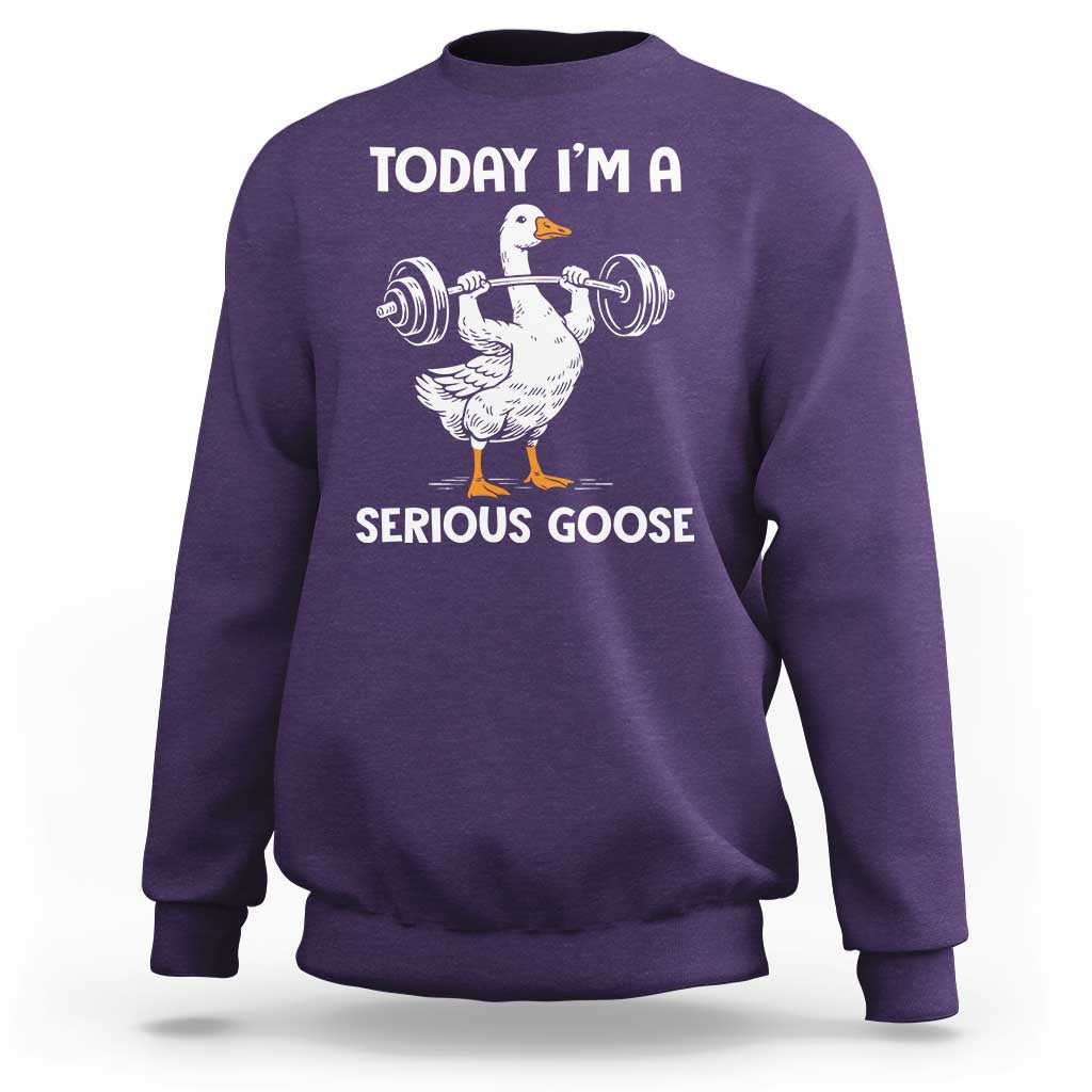 Funny Goose Weight Lifting Sweatshirt Today Im A Serious Goose Weightlifter Gym Workout - Wonder Print Shop