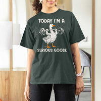 Funny Goose Weight Lifting T Shirt For Women Today Im A Serious Goose Weightlifter Gym Workout - Wonder Print Shop