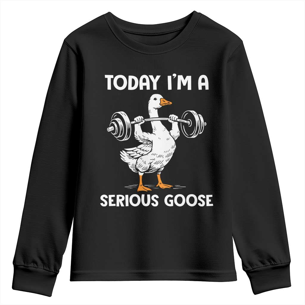 Funny Goose Weight Lifting Youth Sweatshirt Today Im A Serious Goose Weightlifter Gym Workout - Wonder Print Shop