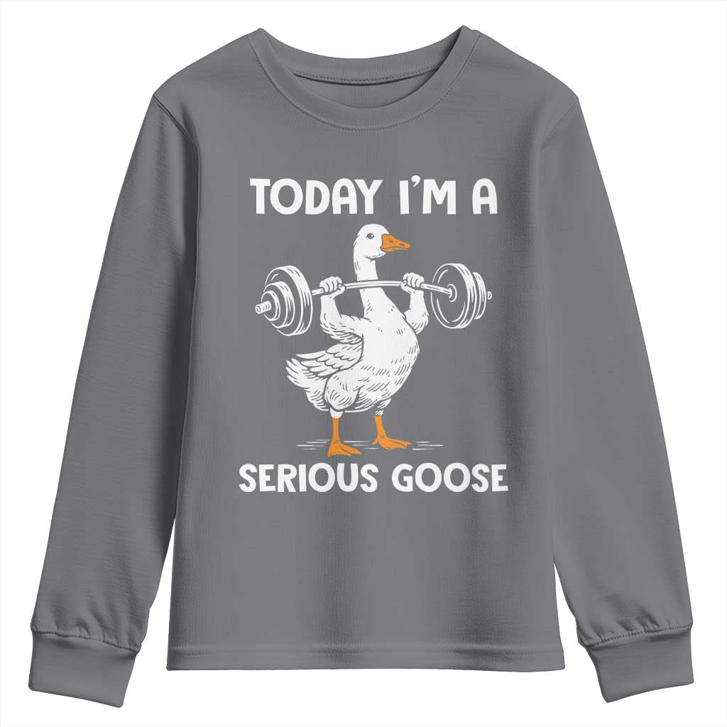 Funny Goose Weight Lifting Youth Sweatshirt Today Im A Serious Goose Weightlifter Gym Workout - Wonder Print Shop