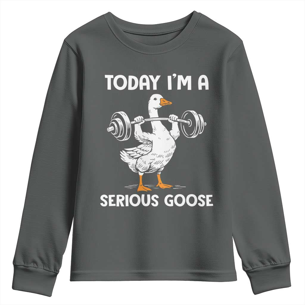 Funny Goose Weight Lifting Youth Sweatshirt Today Im A Serious Goose Weightlifter Gym Workout - Wonder Print Shop