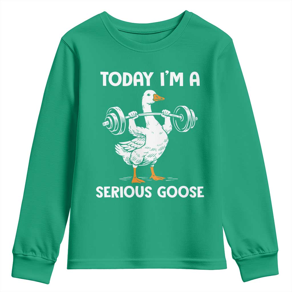 Funny Goose Weight Lifting Youth Sweatshirt Today Im A Serious Goose Weightlifter Gym Workout - Wonder Print Shop