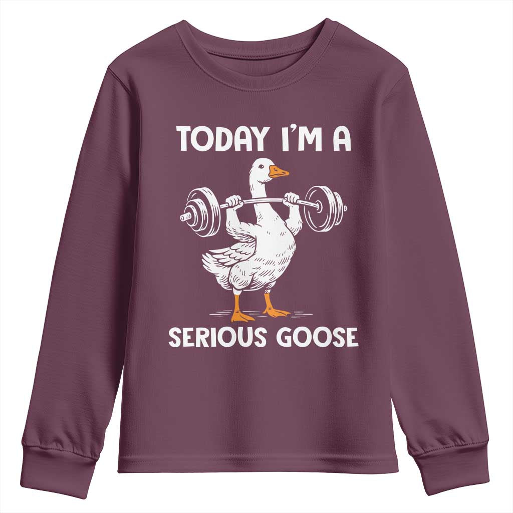 Funny Goose Weight Lifting Youth Sweatshirt Today Im A Serious Goose Weightlifter Gym Workout - Wonder Print Shop