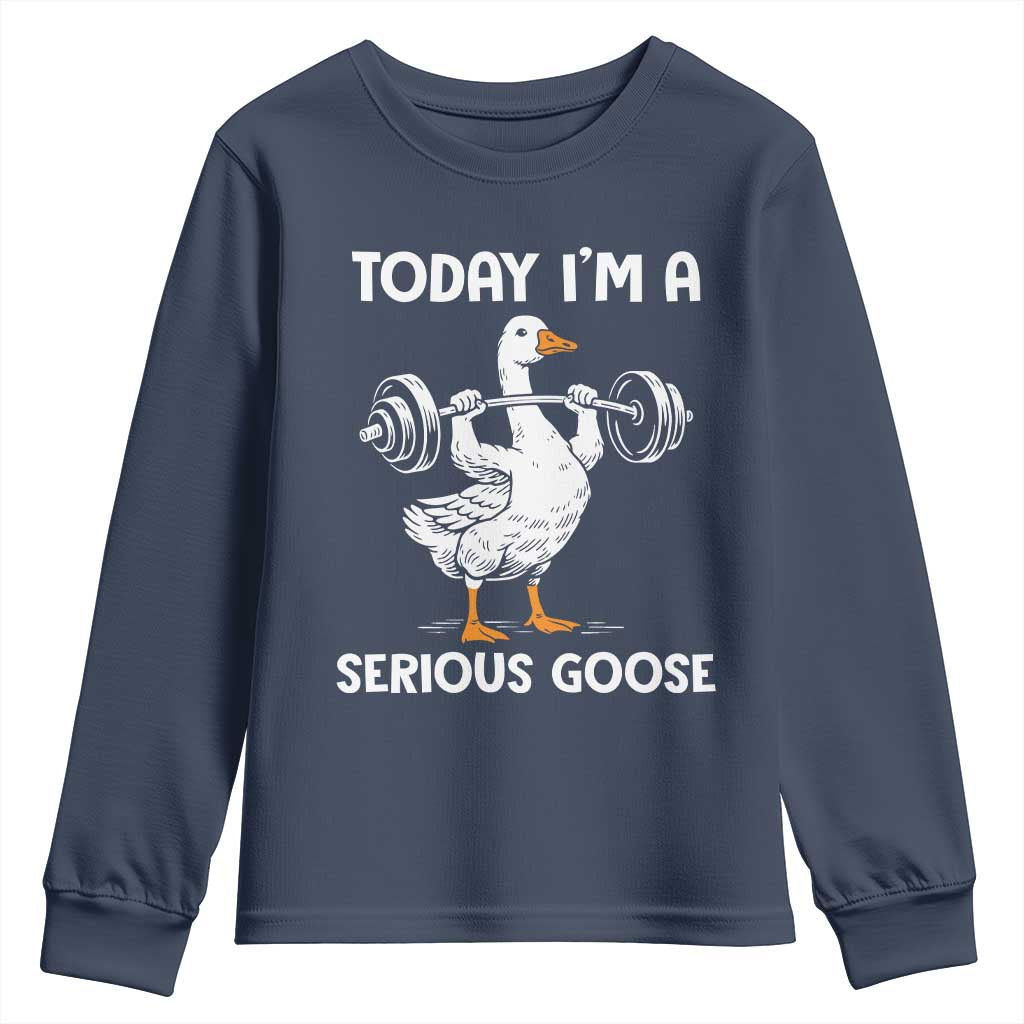 Funny Goose Weight Lifting Youth Sweatshirt Today Im A Serious Goose Weightlifter Gym Workout - Wonder Print Shop