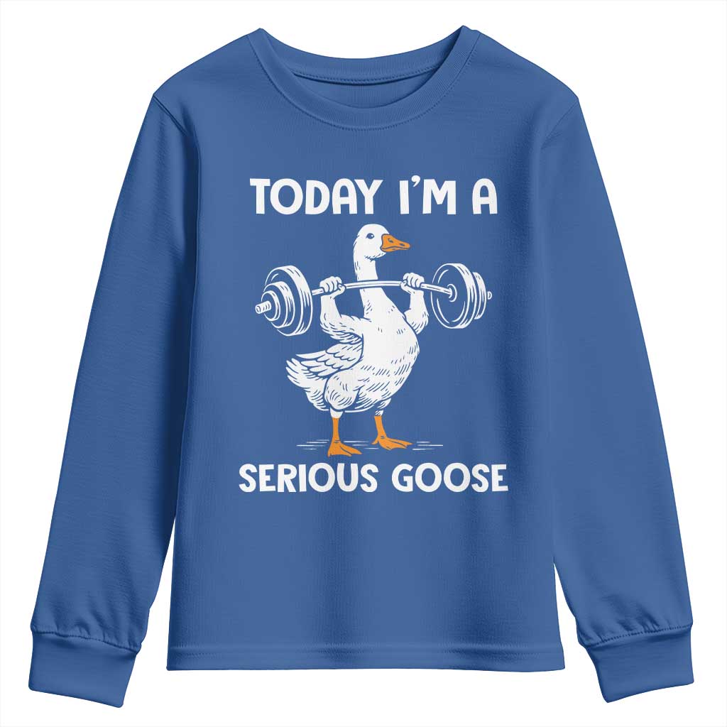 Funny Goose Weight Lifting Youth Sweatshirt Today Im A Serious Goose Weightlifter Gym Workout - Wonder Print Shop