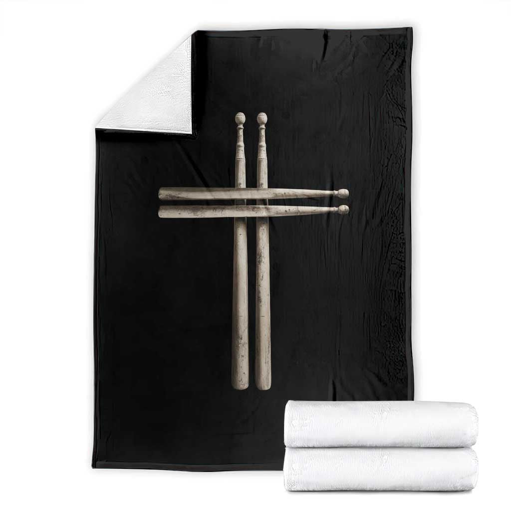 Christian Drummer Throw Blanket Drumstick Cross Rock Music Lover Gift - Wonder Print Shop