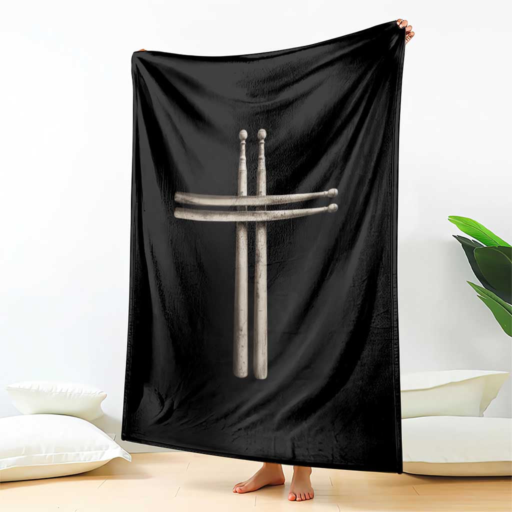 Christian Drummer Throw Blanket Drumstick Cross Rock Music Lover Gift - Wonder Print Shop