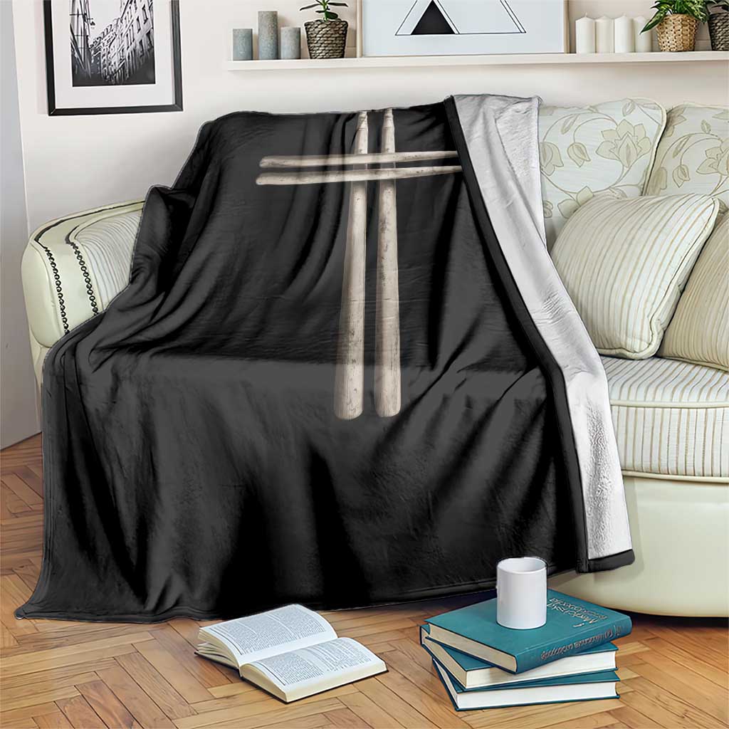 Christian Drummer Throw Blanket Drumstick Cross Rock Music Lover Gift - Wonder Print Shop
