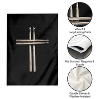 Christian Drummer Garden Flag Drumstick Cross Rock Music Lover Gift - Wonder Print Shop