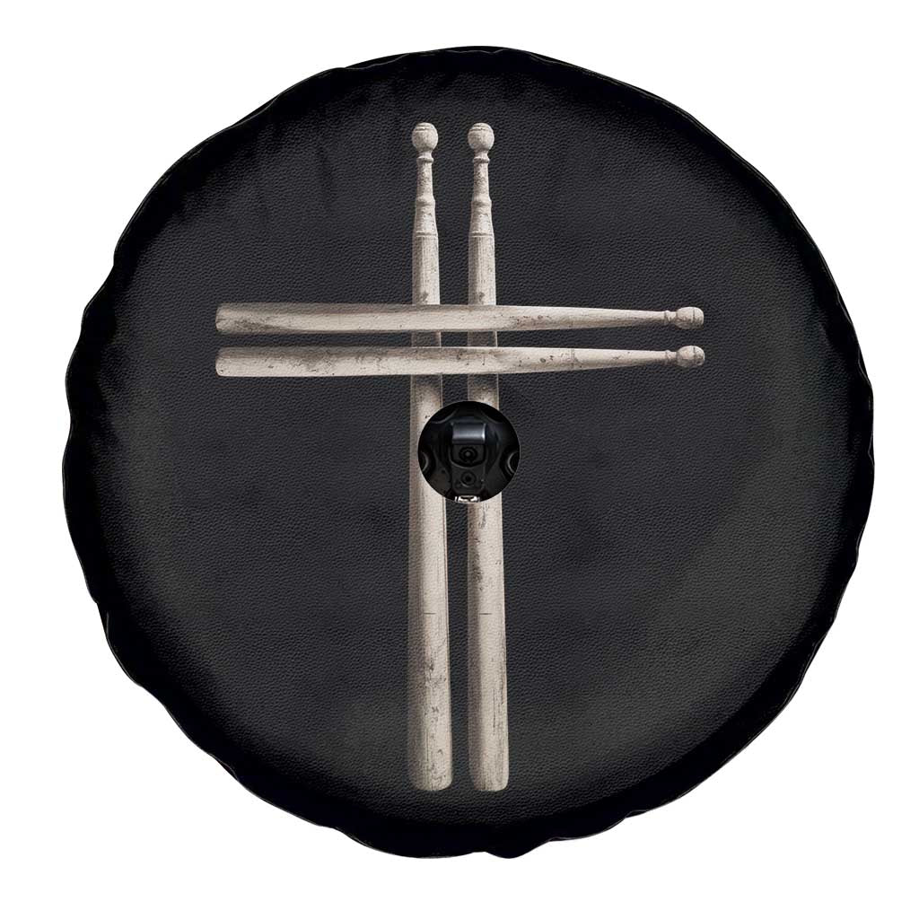 Christian Drummer Spare Tire Cover Drumstick Cross Rock Music Lover Gift - Wonder Print Shop