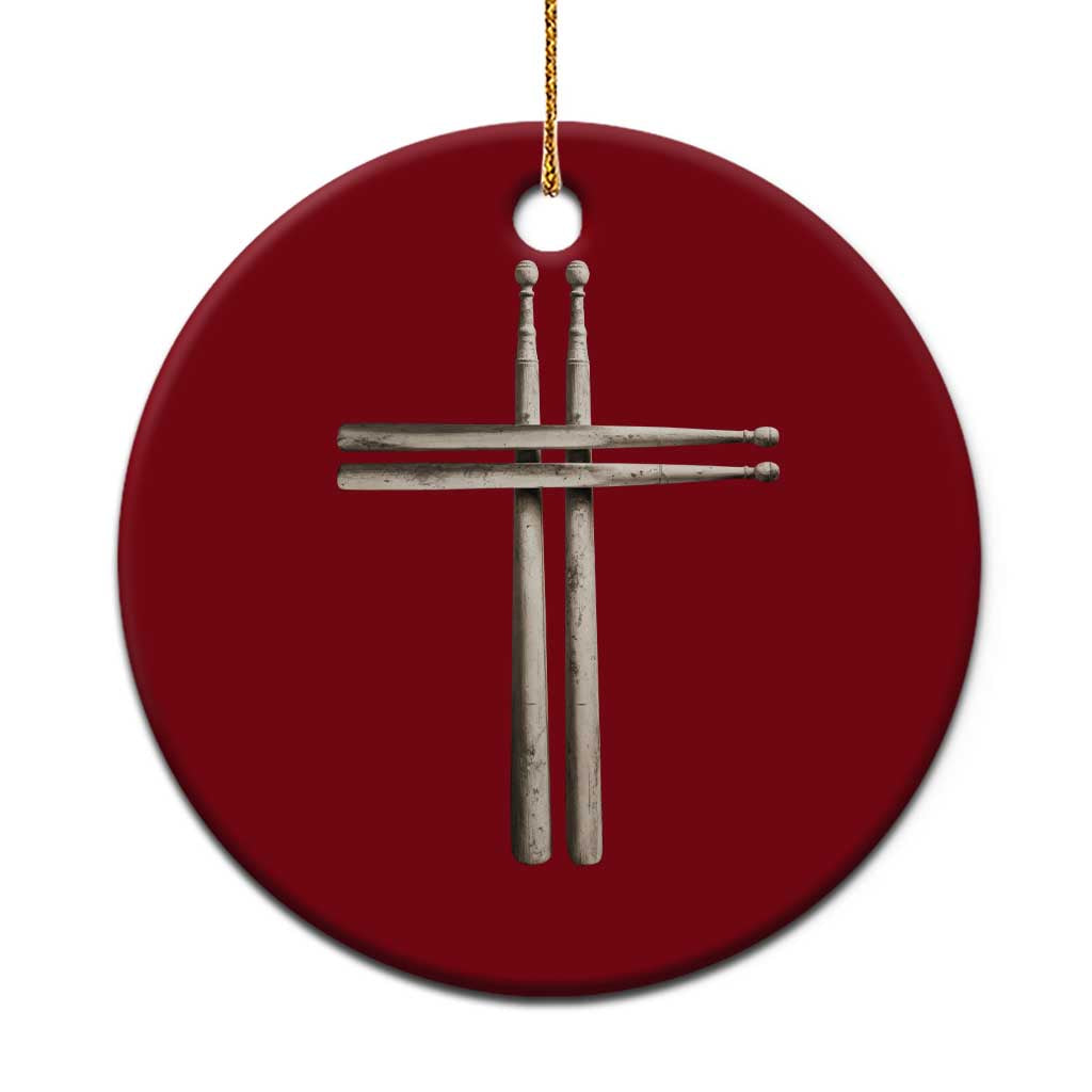 Christian Drummer Ceramic Ornament Drumstick Cross Rock Music Lover Gift - Wonder Print Shop