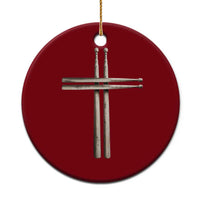 Christian Drummer Ceramic Ornament Drumstick Cross Rock Music Lover Gift - Wonder Print Shop