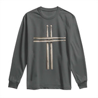 Christian Drummer Long Sleeve Shirt Drumstick Cross Rock Music Lover Gift - Wonder Print Shop