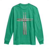 Christian Drummer Long Sleeve Shirt Drumstick Cross Rock Music Lover Gift - Wonder Print Shop