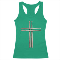 Christian Drummer Racerback Tank Top Drumstick Cross Rock Music Lover Gift - Wonder Print Shop