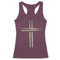 Christian Drummer Racerback Tank Top Drumstick Cross Rock Music Lover Gift - Wonder Print Shop