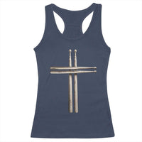 Christian Drummer Racerback Tank Top Drumstick Cross Rock Music Lover Gift - Wonder Print Shop