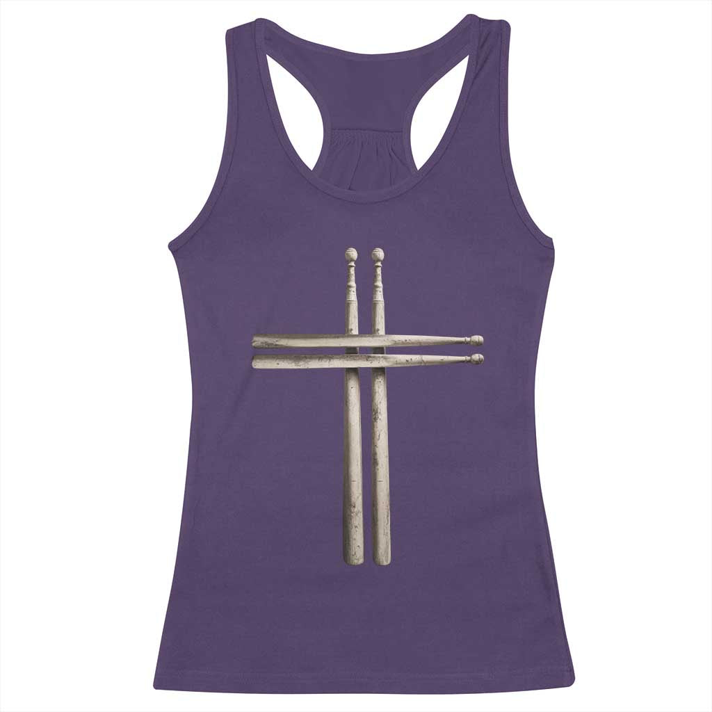 Christian Drummer Racerback Tank Top Drumstick Cross Rock Music Lover Gift - Wonder Print Shop