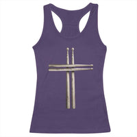 Christian Drummer Racerback Tank Top Drumstick Cross Rock Music Lover Gift - Wonder Print Shop