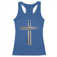 Christian Drummer Racerback Tank Top Drumstick Cross Rock Music Lover Gift - Wonder Print Shop