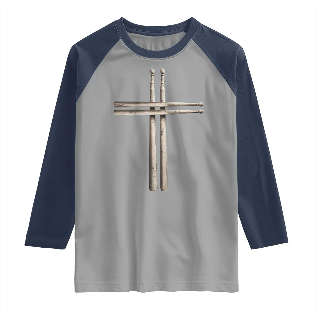 Christian Drummer Raglan Shirt Drumstick Cross Rock Music Lover Gift - Wonder Print Shop