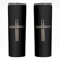 Christian Drummer Skinny Tumbler Drumstick Cross Rock Music Lover Gift - Wonder Print Shop