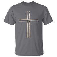Christian Drummer T Shirt Drumstick Cross Rock Music Lover Gift - Wonder Print Shop