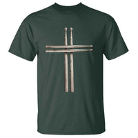 Christian Drummer T Shirt Drumstick Cross Rock Music Lover Gift - Wonder Print Shop