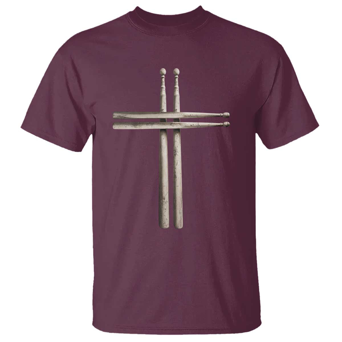 Christian Drummer T Shirt Drumstick Cross Rock Music Lover Gift - Wonder Print Shop