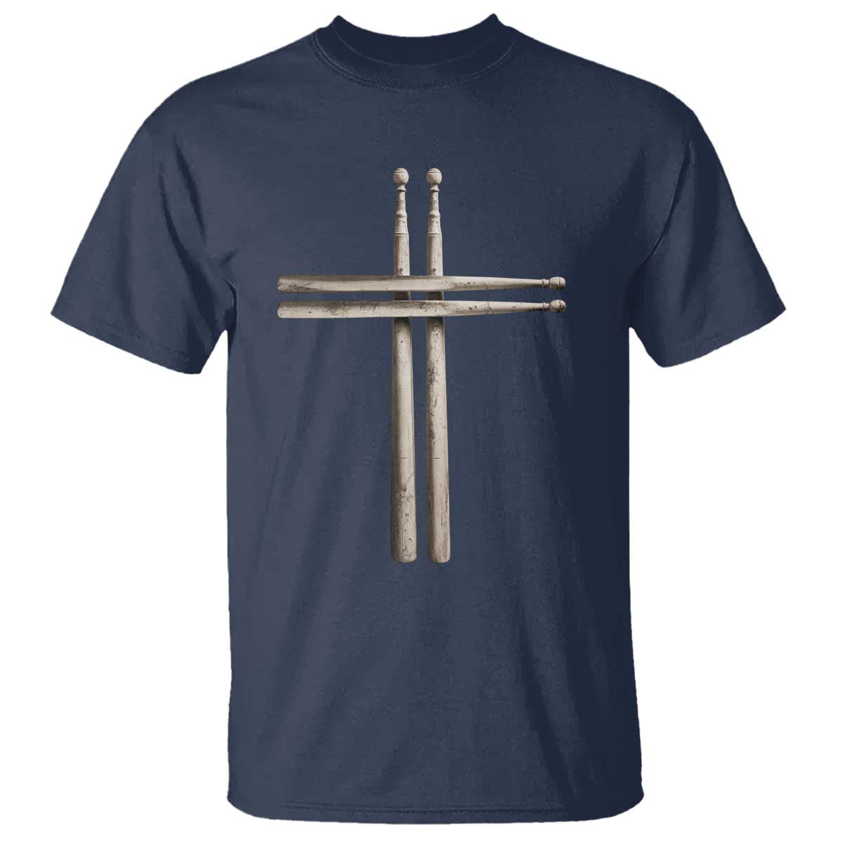Christian Drummer T Shirt Drumstick Cross Rock Music Lover Gift - Wonder Print Shop