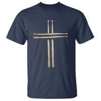 Christian Drummer T Shirt Drumstick Cross Rock Music Lover Gift - Wonder Print Shop