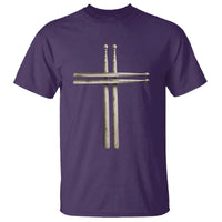 Christian Drummer T Shirt Drumstick Cross Rock Music Lover Gift - Wonder Print Shop