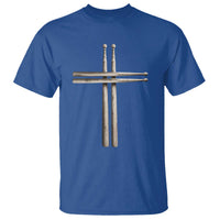 Christian Drummer T Shirt Drumstick Cross Rock Music Lover Gift - Wonder Print Shop