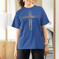 Christian Drummer T Shirt For Women Drumstick Cross Rock Music Lover Gift - Wonder Print Shop