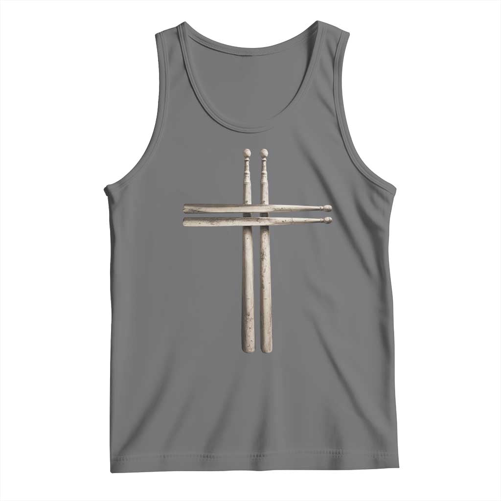 Christian Drummer Tank Top Drumstick Cross Rock Music Lover Gift - Wonder Print Shop