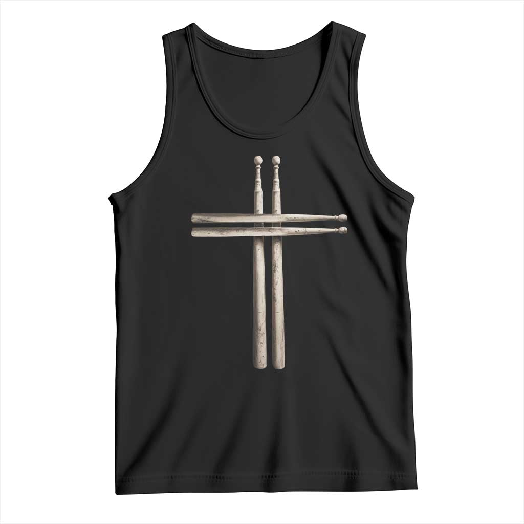 Christian Drummer Tank Top Drumstick Cross Rock Music Lover Gift - Wonder Print Shop