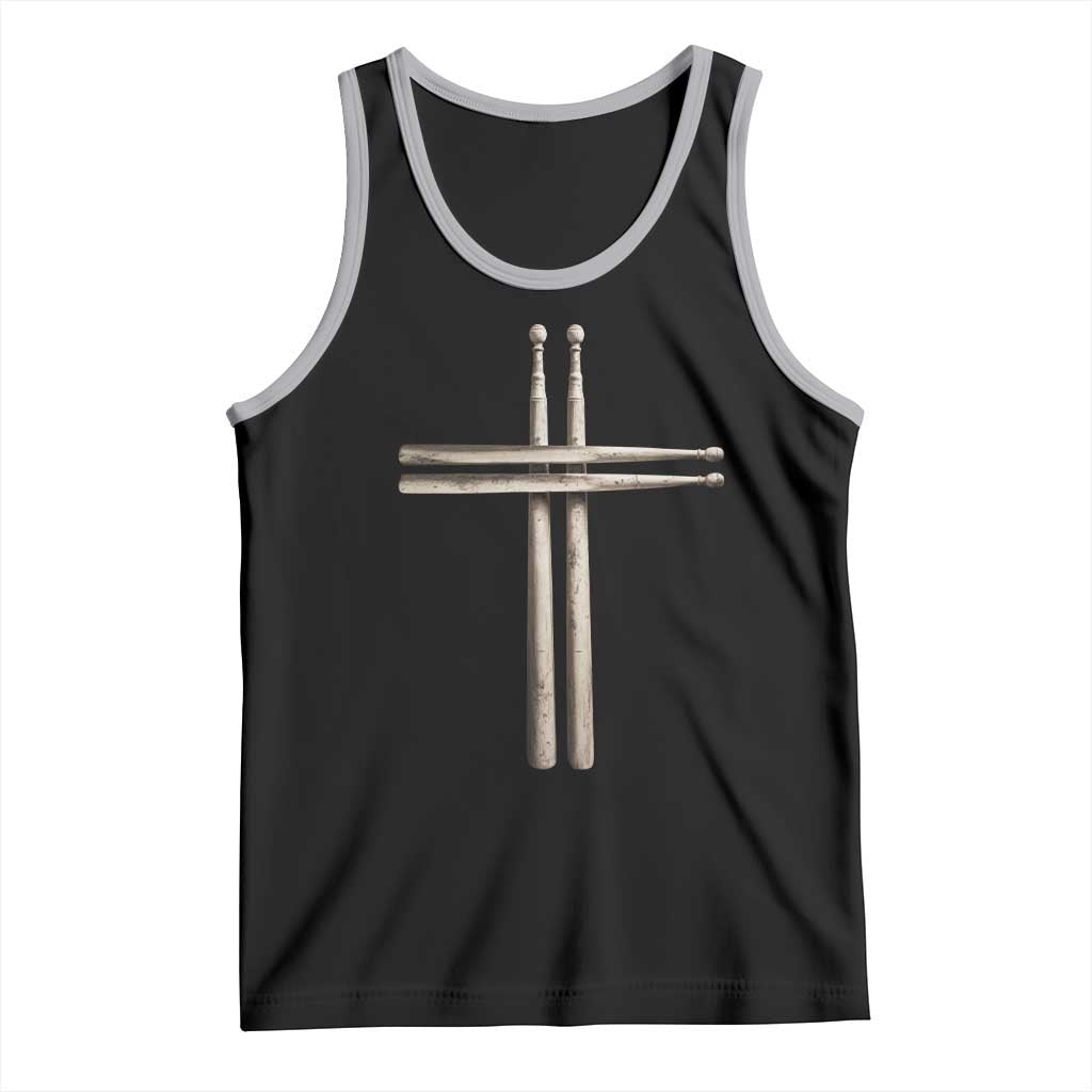 Christian Drummer Tank Top Drumstick Cross Rock Music Lover Gift - Wonder Print Shop