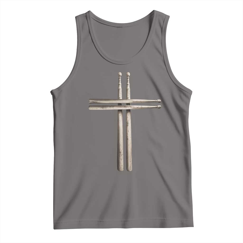 Christian Drummer Tank Top Drumstick Cross Rock Music Lover Gift - Wonder Print Shop