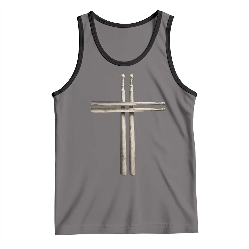 Christian Drummer Tank Top Drumstick Cross Rock Music Lover Gift - Wonder Print Shop