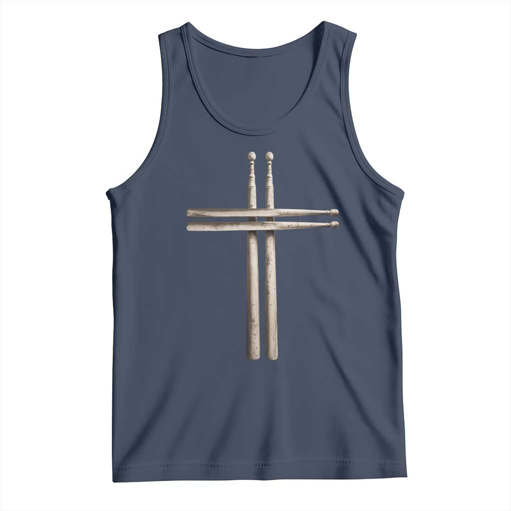 Christian Drummer Tank Top Drumstick Cross Rock Music Lover Gift - Wonder Print Shop