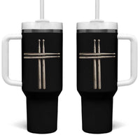 Christian Drummer Tumbler With Handle Drumstick Cross Rock Music Lover Gift - Wonder Print Shop